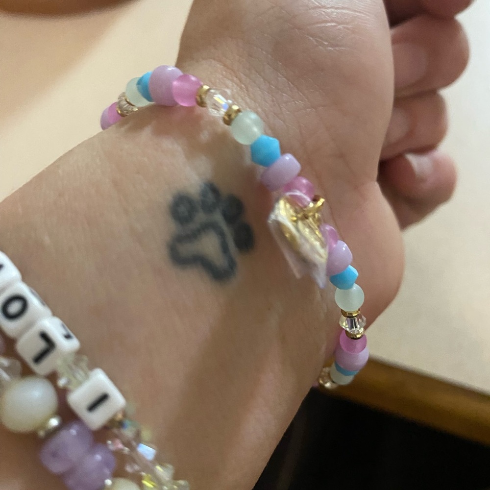 Little Words Project “Be Here Now” blue pink and white bracelet NEW - Picture 5 of 5